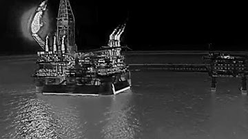 Sea Drones set on fire Russian oil platforms in the Caspian Sea.