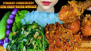 FRIED CHICKEN, STIR FRIED WATER SPINACH, SPICY CHILLI SAUCE * Thai Nam Prik *