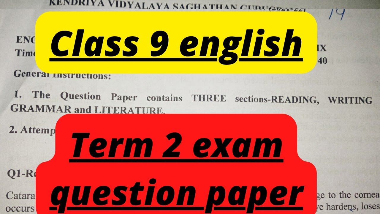 class 9 english 🔥🔥 question paper (20212022) term 2 exam class 9 YouTube