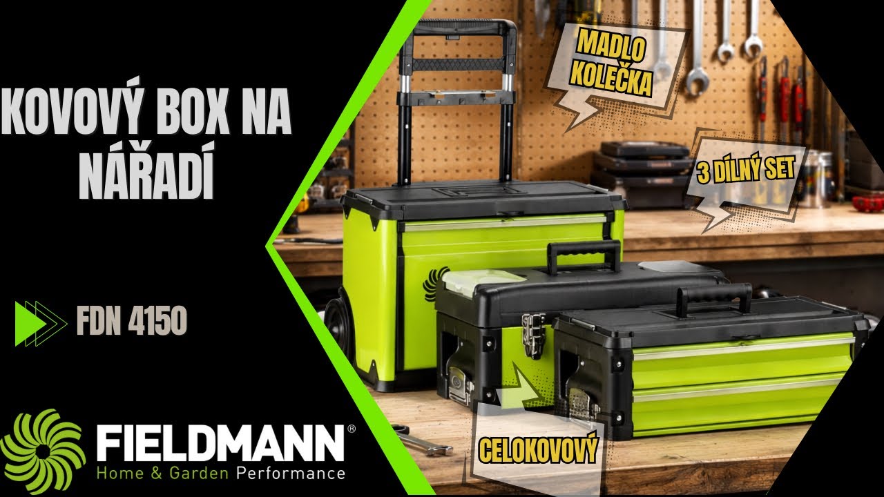 KOVOVÝ BOX NA NÁŘADÍ  Fieldmann - FDN 4150, 3 dílna konstrukce na kolečkách 