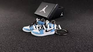 Air Jordan 1 Retro High White University Blue Black 3D sneaker keychain mini shoe wholesale with box