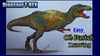 Very easy oil pastel T - REX drawing /Tyrannosaurus Rex drawing/How to Draw and Color the T-Rex screenshot 3