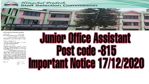 Junior office Assistant 815 post code Exam held on 27-12-2020.important video with rollnumber list.