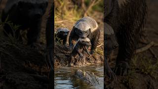 Mother Honey Badger Saves Her Curious Cub from Hidden Crocodile | Emotional Wildlife Story