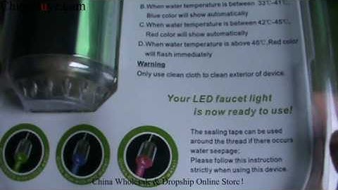 Battery Free Temperature Sensor Water Glow Faucet with 4 LED 3 Colors Light