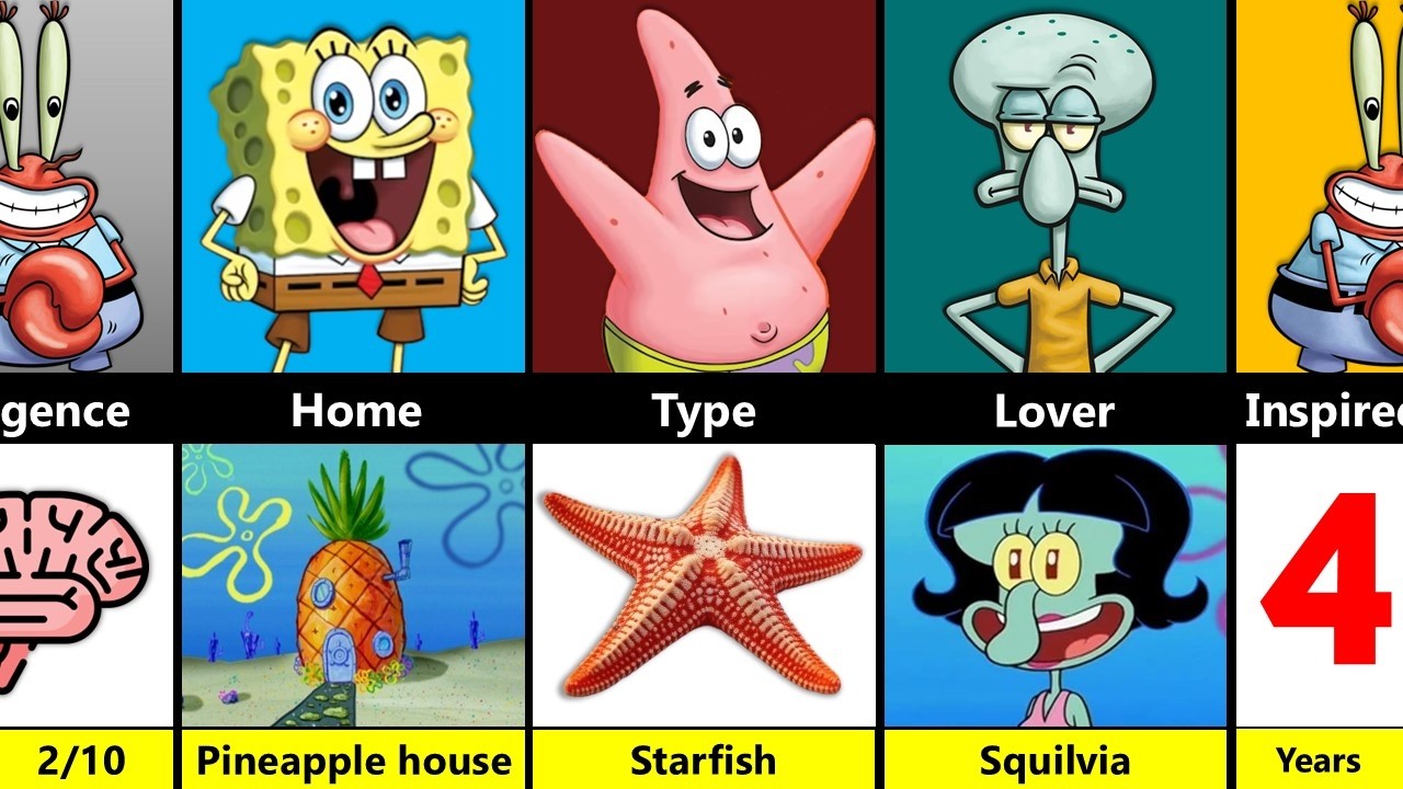 SpongeBob vs Patrick vs Squidward vs Mr. Krabs - Comparison