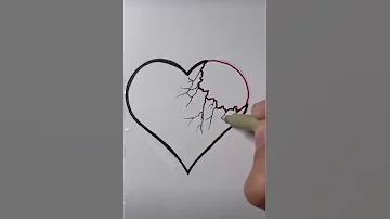 رسم سهل رسم قلب مكسور بطريقة جديدة 