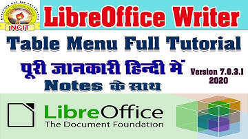 LibreOffice Writer Table Menu Tutorial in Hindi |Table Menu in Writer | LibreOffice Table Menu |