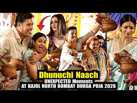 Dhunuchi Naach UNEXPECTED Moments At Kajol North Bombay Durga Puja 2026 | Kajol, Mukherjee Family