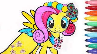My Little Pony Coloring Pages|How Color MLP Fluttershy for Kids| BEST LEARNING Colors  For kids screenshot 2