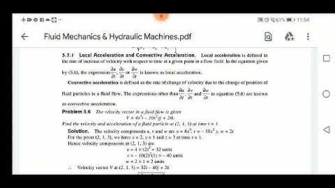 Local Acceleration and Convective Acceleration | Fluid Mechanics & Hydraulic Machines |