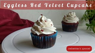 Eggless Red Velvet Cupcakes With cream cheese frosting/Soft fluffy red velvet cupcakes No eggs