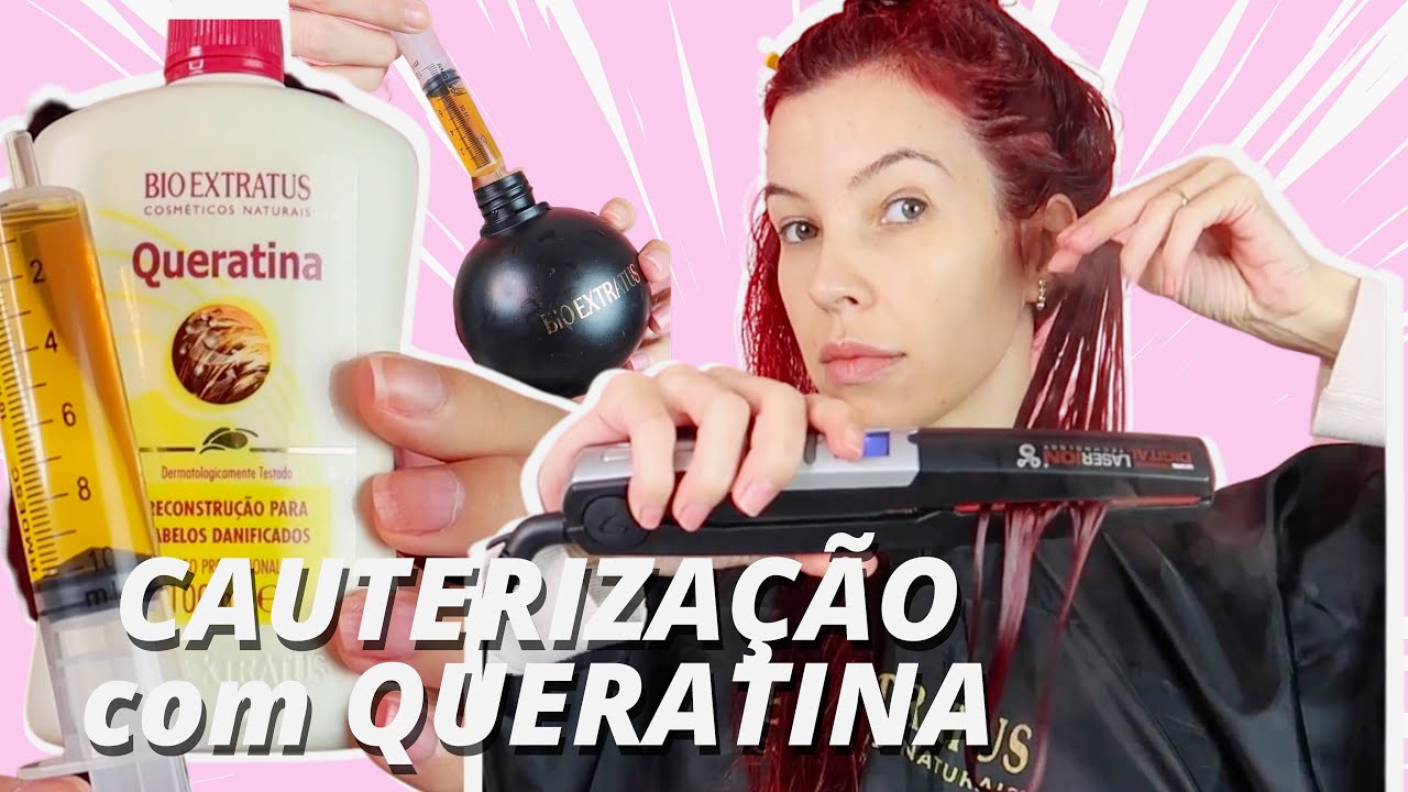 CAUTERIZAÇÃO COM QUERATINA LÍQUIDA para RECONSTRUÇÃO do CABELO VERMELHO