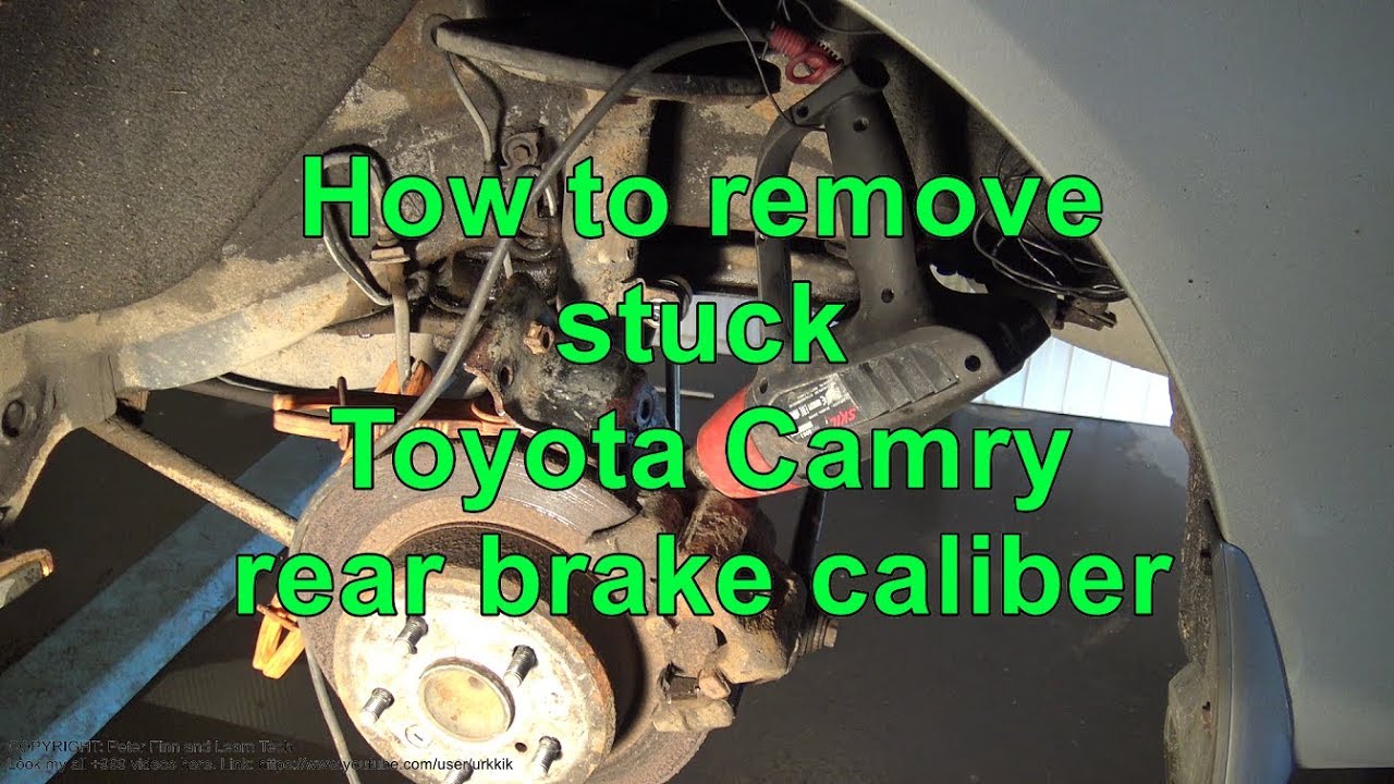 How to remove stuck Toyota Camry rear brake caliber. Years 2000 to 2018