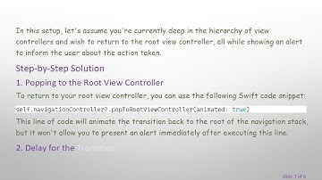 How to Show an Alert After popToRootViewController in Swift