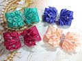 Резинки бантики из лент канзаши МК / hair clips ribbon kanzashi DIY