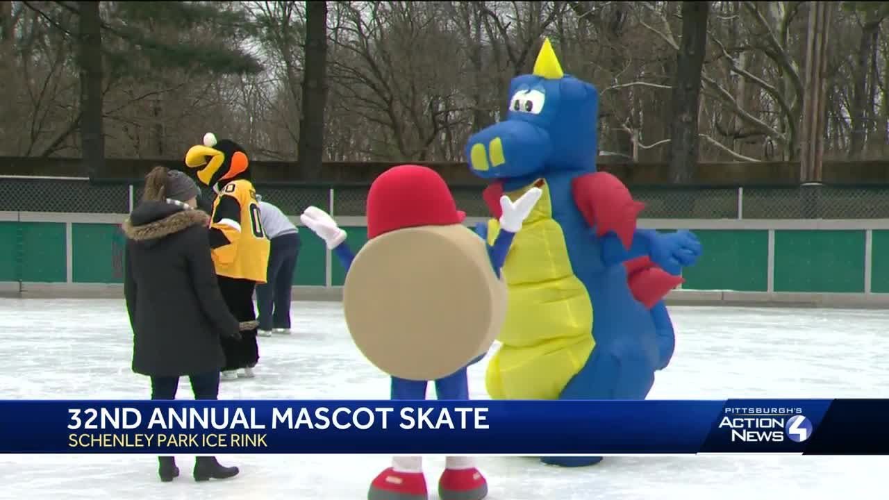 Mascots fill the ice for annual mascot skate at Pittsburgh's Schenley