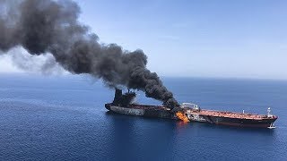 False Flag? Aerial footage shows one of the oil tankers targeted in the Sea of Oman