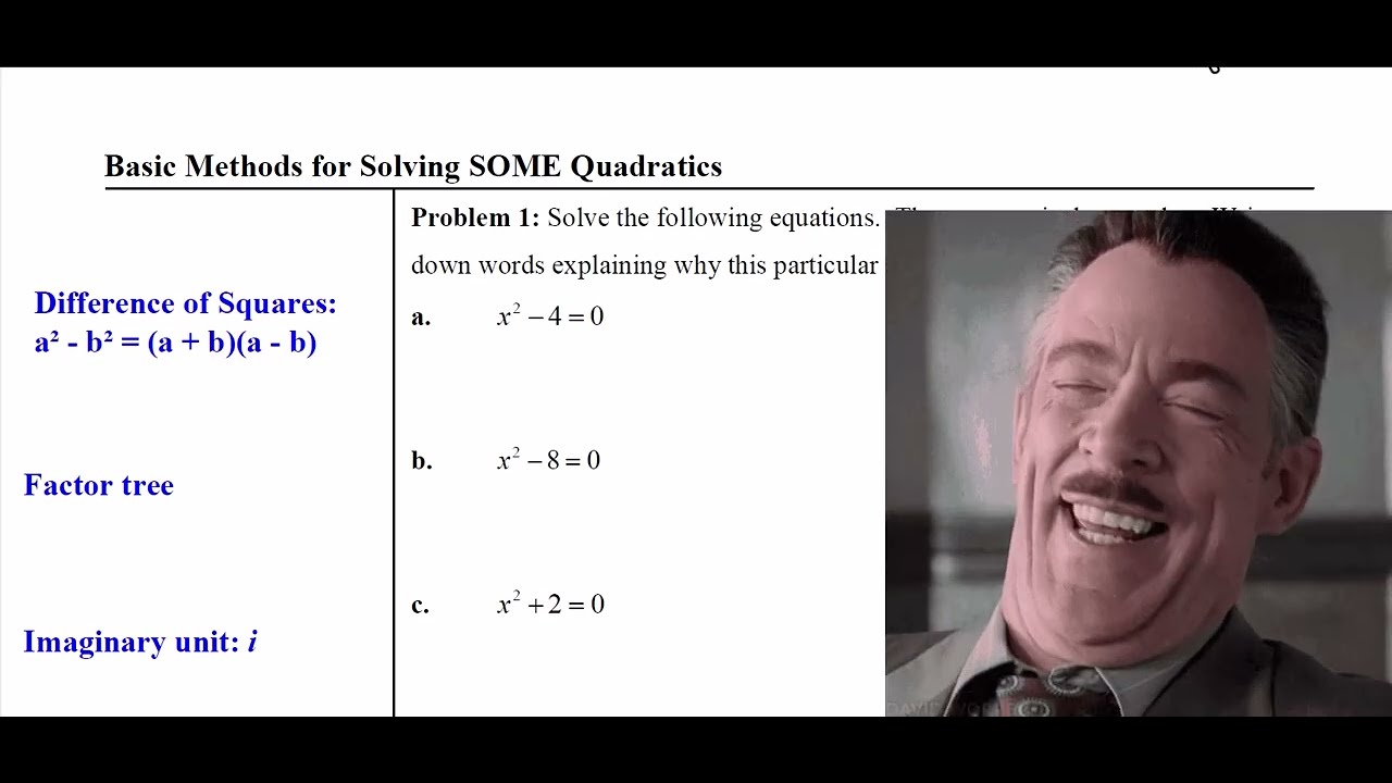 Basic Methods for Solving Some Quadratics Video Part 1 - YouTube