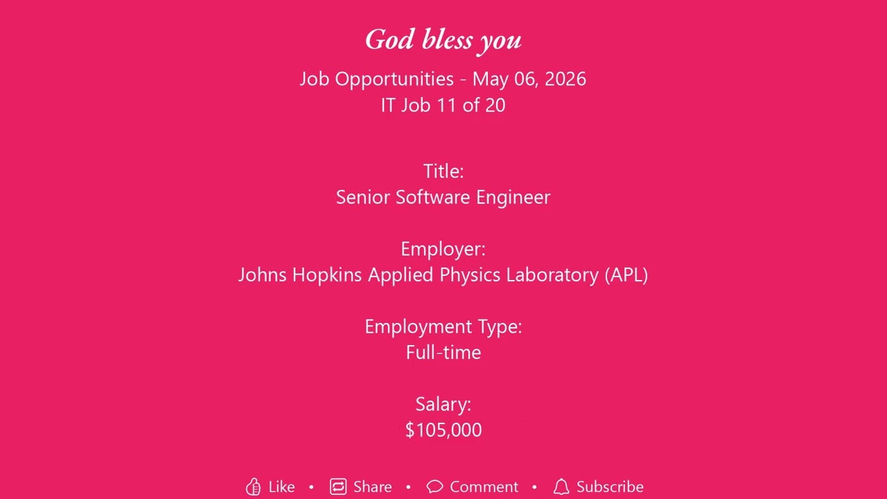 Daily IT Jobs Opportunities 2026-05-06