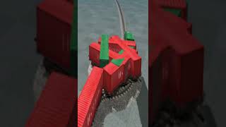 Craziest Train Passing On Curved Diamond Bumpy Railroad 💥🤯 BeamNG.Drive Train simulator 3D #shorts