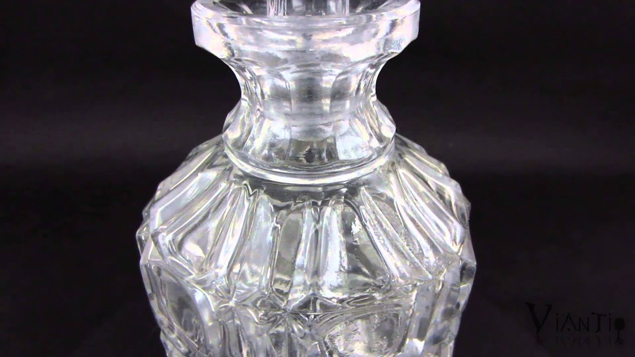 Vintage Etched Cut Glass Diamond Design Wine Whiskey Decanter Carafe Vintage Etched Cut Glass Diamond Design Wine Whiskey Decanter Carafe Liquor