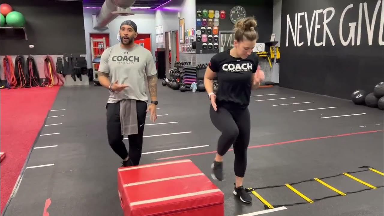Agility Ladder/Plyo Box Lateral High Knees to Lateral Single Leg Box