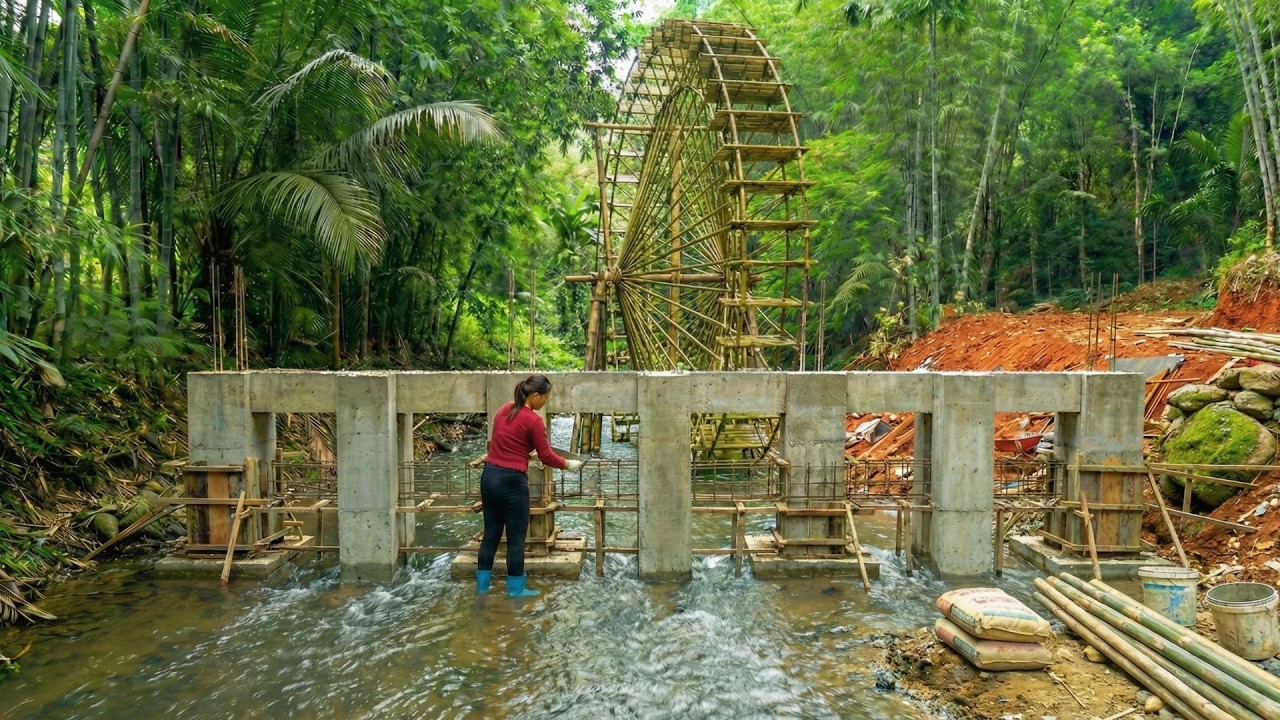 Building a Reinforced Concrete Barrier System to Protect the Water Wheel, Restoring the Farm