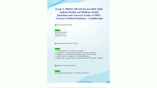 Exam 1 NR222 NR 222 Latest 2025 2026 Update Health and Wellness Guide Questions and Answers Grade A
