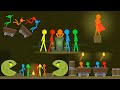Red and blue  stickman and pacman animation  full part 110