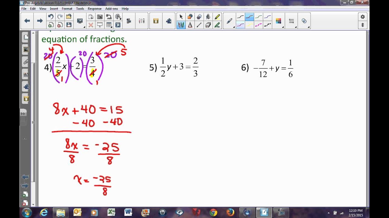 Pre Algebra Lesson 7 3 Multi Step Equations With Fractions Decimals pre-algebra-lesson-7-3-multi-step-equations-with-fractions-decimals
