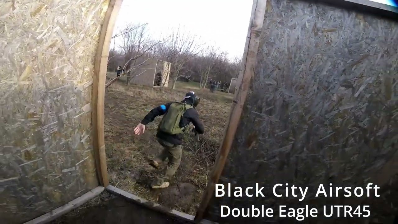 Double Eagle UTR45 Airsoft Gameplay, Black City Bucharest Romania Airsoft Field