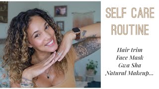 My Self Care Routine - Sick Day - Hair Trim and Treatment , Skin Care, Gwa Sha and Makeup