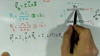 الفصل9.القسم 3 .ايجاد قانون القوة المغناطيسية بين سلكين موازيين يمر عبرهما تيار كهربائي