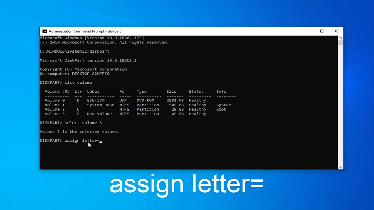 how to change drive letter through command prompt