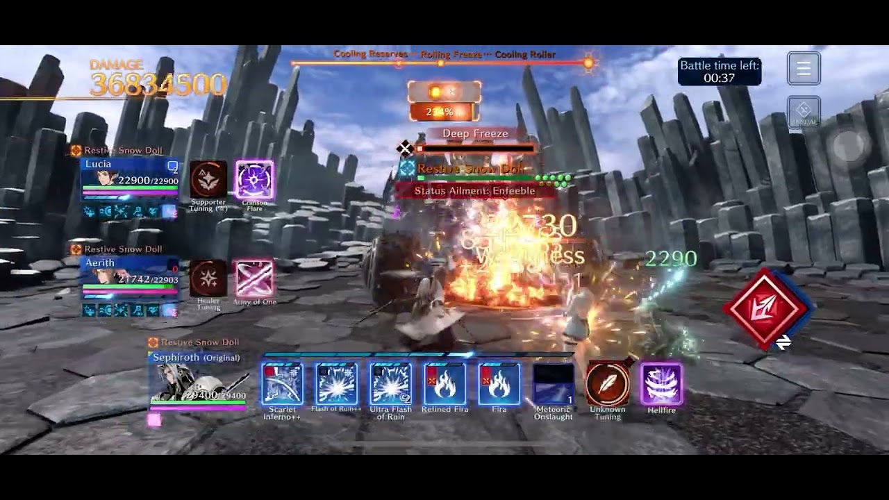 Final Fantasy 7EC Guild Battle#20 ST5 67% Restive Snow Doll (OG Sephy+Lucia+ aerith)