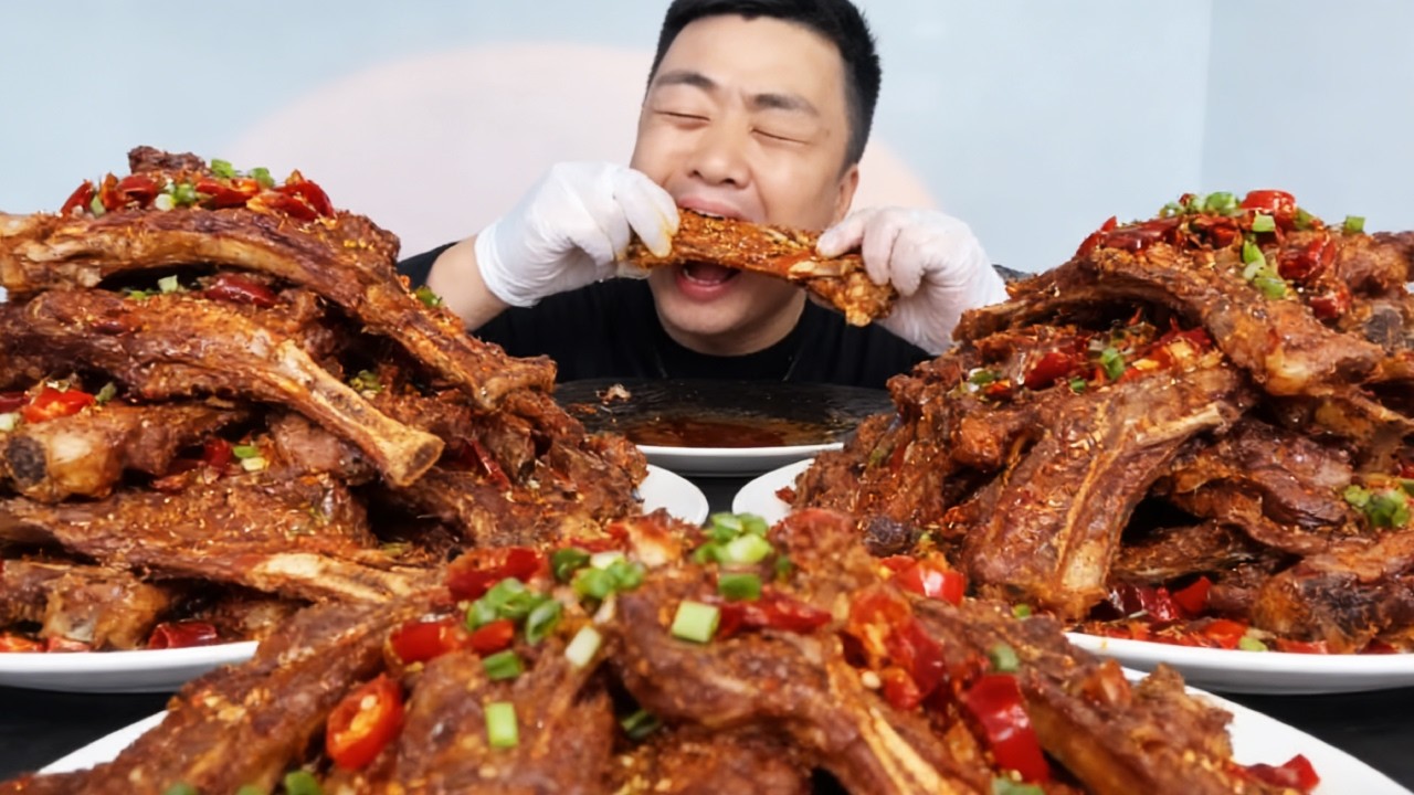 【ASMR】【MUKBANG】Xiaofeng ge’s immersive braised lamb chops! All sauced—super satisfying!