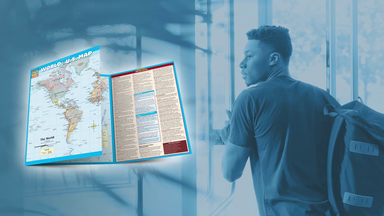 QuickStudy | World & U.S. Map Laminated Reference Guide