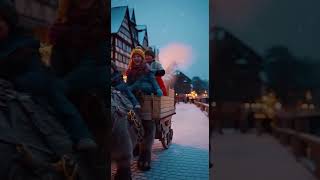 Winter Harmony: Dinosaurs in a Snowy German City