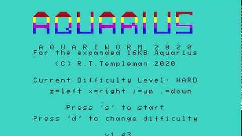 Aquariworm v1.43 - Brand New Mattel Aquarius Game for 2020!