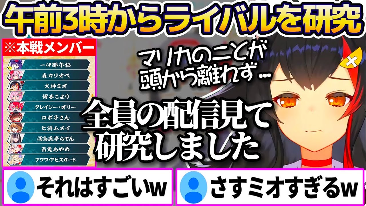 寝ようとしてもマリカが頭から離れず、午前3時から本戦のライバル達全員の配信を見て研究してきた大神ミオw【ホロライブ切り抜き/ホロお正月CUP2024/朝ミオ】