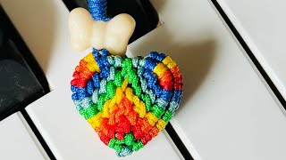 3D braided rope rainbow heart 立体彩虹心形编绳教程#handicraft #手工 #立体手机挂