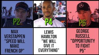 MAX VERSTAPPEN, GEORGE RUSSELL & LEWIS HAMILTON POST QUALIFYING INTERVIEW FRENCH GP 2022