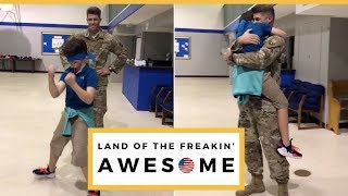 Air Force Dad Surprises Blindfolded Son After Deployment
