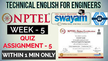 Technical English for Enginners - NPTEL || WEEK 5 ASSIGNMENT SOLUTION ||