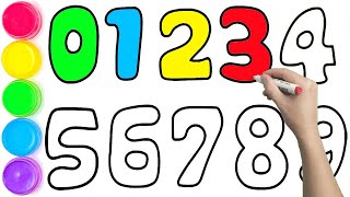 1234567890, How to Draw Numbers 0 to 9 for kids | Drawing Videos for Kids | KS ART