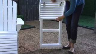 Shoreline Deluxe Adirondack Chair and Ottoman and Table Set White - Product Review Video To view our full assortment of Adirondack Chairs, visit Hayneedle at: http://www.hayneedle.com/outdoor/adirondack-