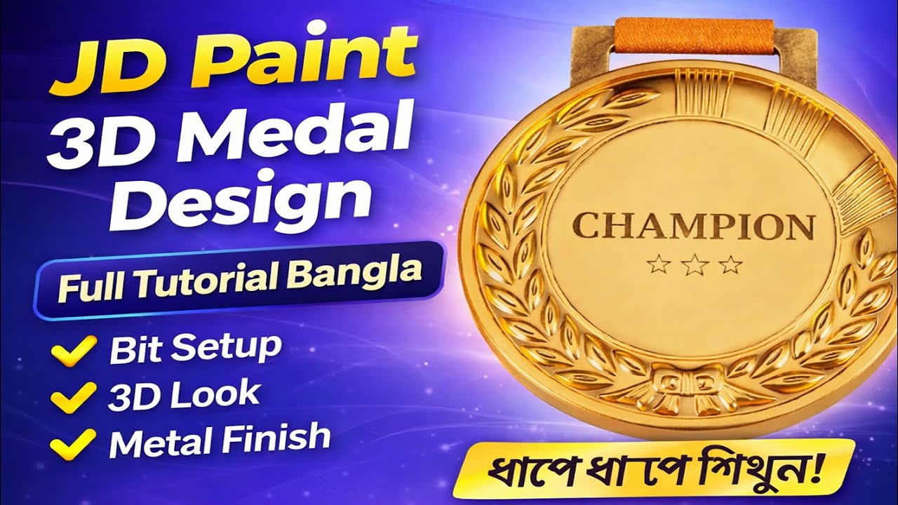 3D Medal Design Tutorial in JDPaint | Bit Setup to Final Metallic Look (Part-10)
