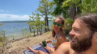 Couple Kayak Camping on a Lake