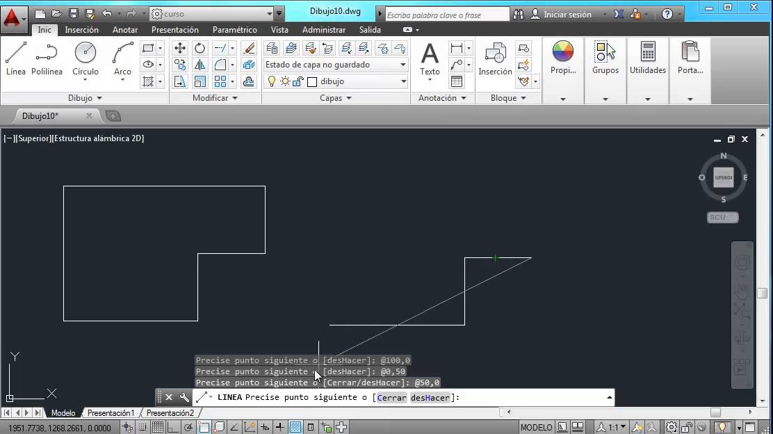 Tutorial de autocad 2014 . Introducir coordenadas relativas en autocad ...